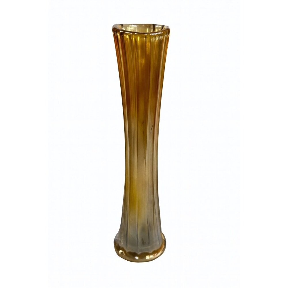 Swung Swing Bud Vase Vintage Light Peach Orange Amber Iridescent Home Decor